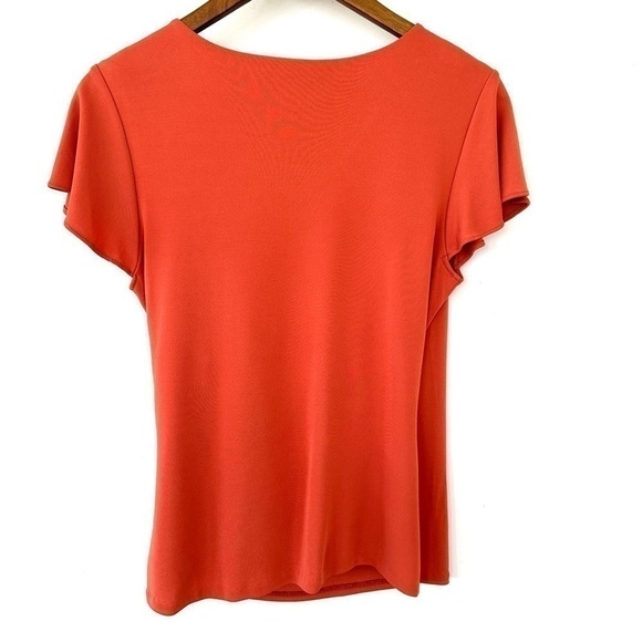 Jones New York stretch surplice  top with cap sleeves and ruching at the waist - Picture 6 of 8